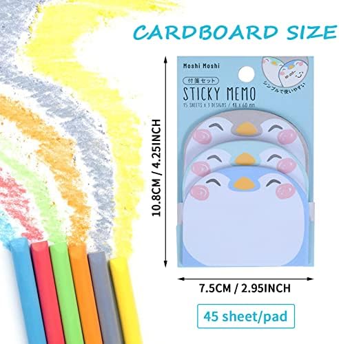 Cute Sticky Notes, 6 Pack Cartoon Sticky Notes Animals Shape Markers Flags Self-Stick Memo Pads Students Home Office Roommates Gifts Tab Supplies 270 Sheets - Image 2