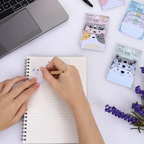 Cute Sticky Notes, 6 Pack Cartoon Sticky Notes Animals Shape Markers Flags Self-Stick Memo Pads Students Home Office Roommates Gifts Tab Supplies 270 Sheets - Image 4