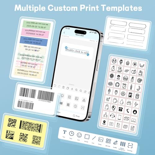 Label Maker Machine with Tape, Portable Bluetooth Label Printer, Wireless Mini Thermal Sticker Printer with Multiple Templates for Home, Kitchen, School Office, Small Business, White - Image 4