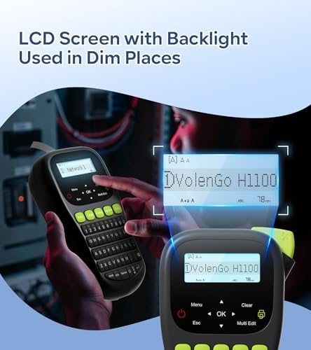 Label Maker Waterproof-Labels, Wire Cable Label Maker, Labeler Machine with Tapes Laminated, H1100 Handheld Labeling Maker with Backlit-LCD & One-Touch Key, Home Industrial Office Organization - Image 3
