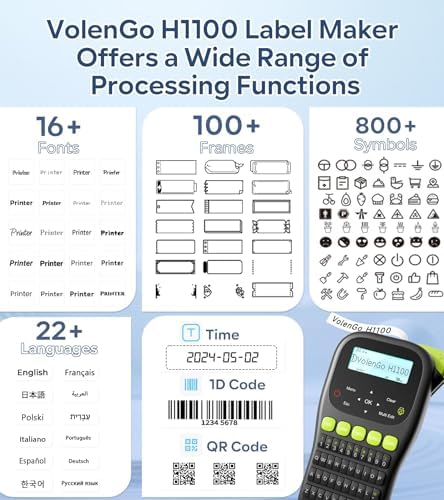 Label Maker Waterproof-Labels, Wire Cable Label Maker, Labeler Machine with Tapes Laminated, H1100 Handheld Labeling Maker with Backlit-LCD & One-Touch Key, Home Industrial Office Organization - Image 5