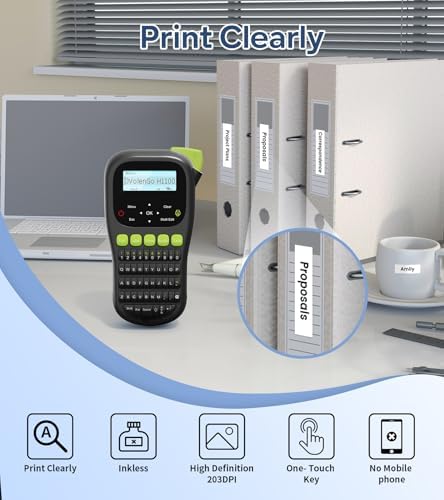Label Maker Waterproof-Labels, Wire Cable Label Maker, Labeler Machine with Tapes Laminated, H1100 Handheld Labeling Maker with Backlit-LCD & One-Touch Key, Home Industrial Office Organization - Image 6