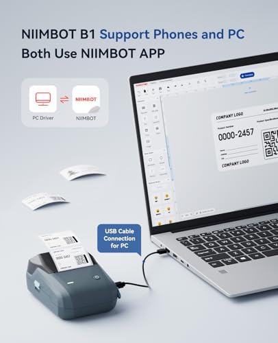 NIIMBOT B1 Label Maker Machine with Tape, Label Printer with 3 Rolls Stickers, 50x30mm/50x80mm White Label /50x50 Round Paper for Office Supplies, Home, Business - Image 6
