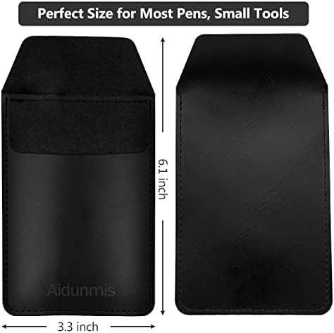 Pen Pocket Protector, 2 Pieces PU Leather Pocket Pen Holder Organizer Pouch for Shirts Lab Coats Pants Pen Sleeve - Multi-Purpose Pen Pocket Holds Pens Pointers Pencils and Notes Card - Black - Image 2