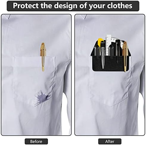 Pen Pocket Protector, 2 Pieces PU Leather Pocket Pen Holder Organizer Pouch for Shirts Lab Coats Pants Pen Sleeve - Multi-Purpose Pen Pocket Holds Pens Pointers Pencils and Notes Card - Black - Image 5